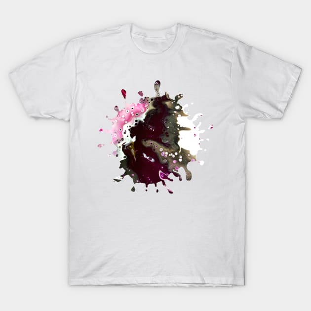 Pink/Purple/Gray Acrylic Pour Painting T-Shirt by Designs_by_KC